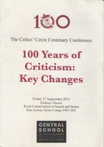 Critics Circle Centenary programme