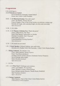 Critics Circle Centenary programme